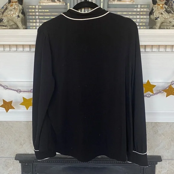 Adrianna Papell Black Blouse with White Accents - Picture 3 of 3